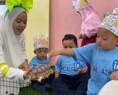 toddler di tk al azhar 35 surabaya sedang belajar kognitif dengan ibu guru